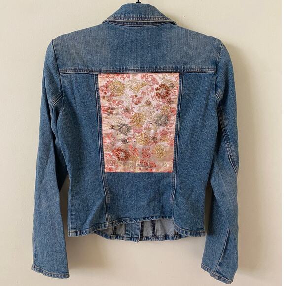 Vintage Bison Bisou denim jacket embroidery crystal beads size small Boho Fairy - Picture 7 of 8